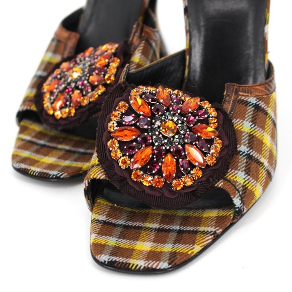 NWT Prada Crystal Embellished Plaid Alligator Heel - Picture 5 of 10